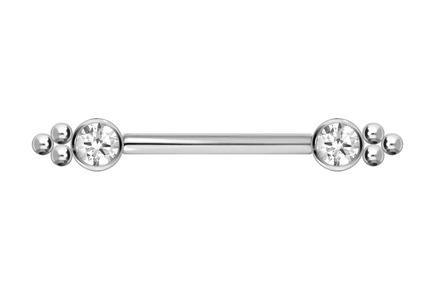Titan Barbell Piercing mit Push Fit KRISTALL + KUGELDREIECK